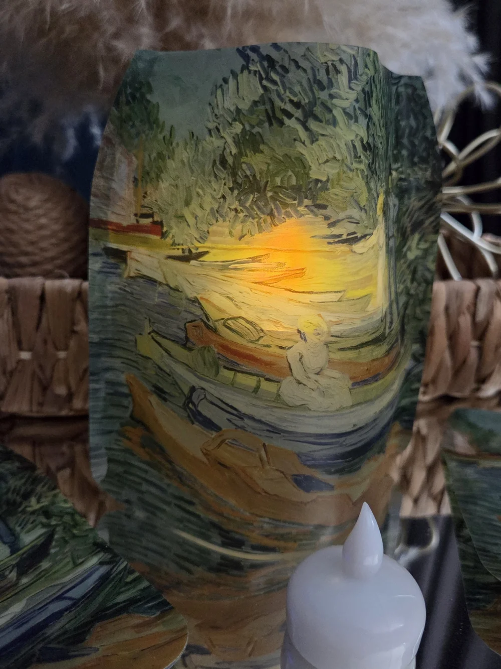 Van Gogh Luminary Lantern Set w/ LED Candles | Mood Lighting | Open Box